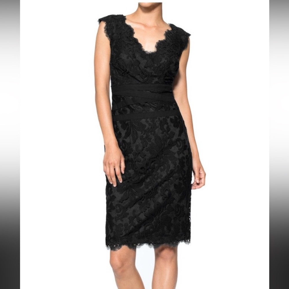 Tadashi Soji Black Lace Sheath Dress - Size 2